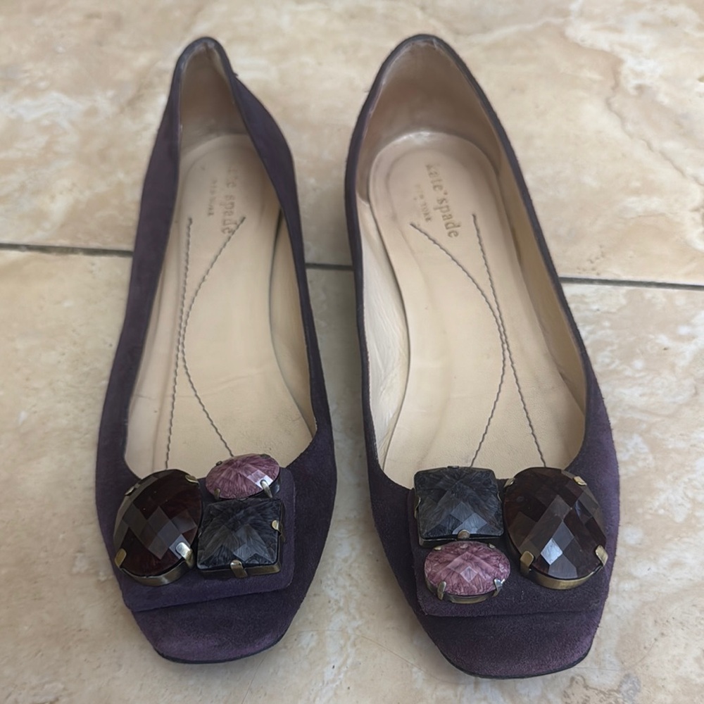 Kate Spade Purple Suede Flats with Embellishments